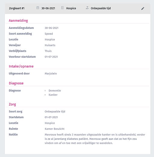 Gastenregistratie: Registreer bijzonderheden en belangrijke informatie rondom het verblijf van een gast op een zorgkaart.