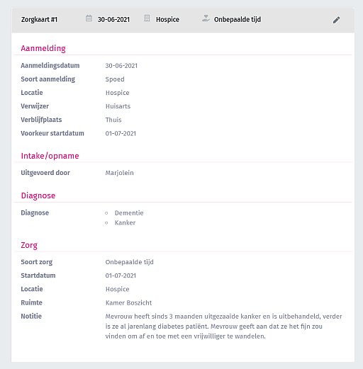 Gastenregistratie: Registreer bijzonderheden en belangrijke informatie rondom het verblijf van een gast op een zorgkaart.